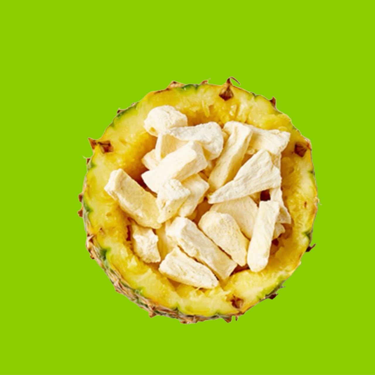 Pineapple filled with freeze-dried pieces